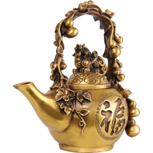 Brass Fulu Gaosheng gourd gift Chinese handicraft household geomantic ware ornaments