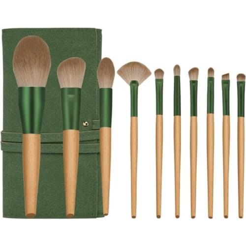 10PCS Wood Makeup Brushes Set Beauty Tools Eye Shadow Brush Eyebrow Brush Blush Brush Professional Make up Brushes