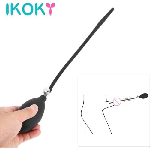 IKOKY Inflatable Urethral Catheter Penis Plug Urethral Sound Erotic Sex Toys For Men Gay Male Adult Games Silicone Dilators