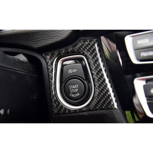 Carbon Fiber Car Engine Start Stop Switch Button Frame Sticker Cover Styling For BMW 3 Series 320i 328i 2013-2017