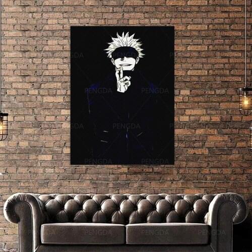 Wall Art Modular Black White Handsome Jujutsu Anime Canvas Home Decor Pictures HD Printed Paintings Living Room Artwork Framed