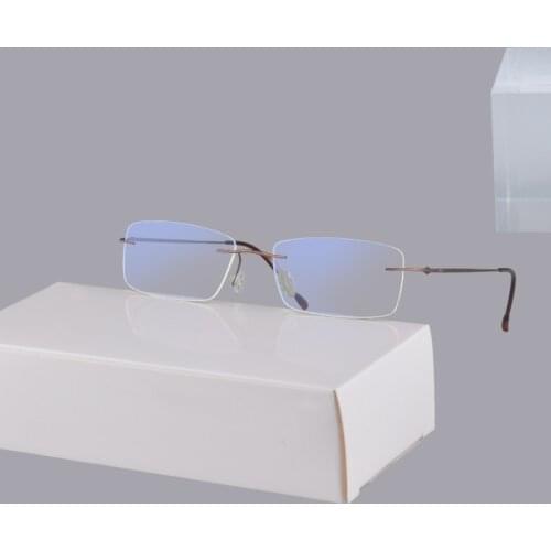 SHINU titanium rimless frame men myopia reading glasses 2.0 Ultralight glasses frame blue light blocking computer glasses Men
