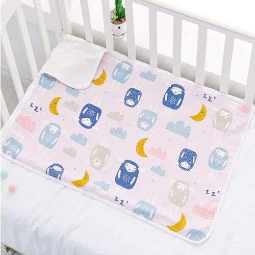 Elinfant 100% Cotton Bamboo Terry Portable Reusable Washable Wterproof Changing Pad Mat Cartoon Waterproof Adult Aunt Pad