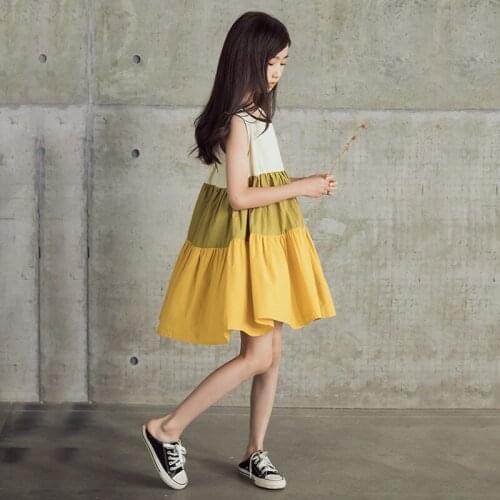 2021 Girl Dress Elegant Kids Dresses for Girls Summer Sleeveless Patchwork Princess Dress 4 6 8 10 12 14 16Y Children Clothes