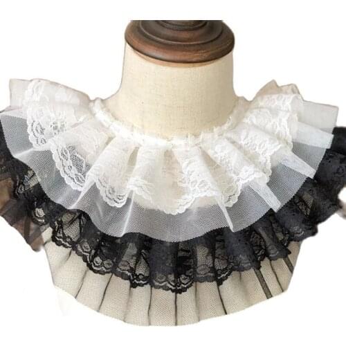 1Yards Pleated Lace Fabric DIY Sewing Guipure Crafts Trim Curtain Wide 9cm Mesh Lace Ribbon Clothes Wedding Dress dentelle VG2