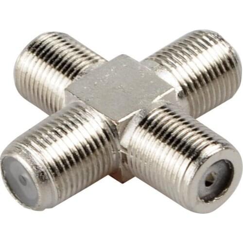 CLCU 5-Pack 4-way F-Type Coax Cable Splitter Combiner Female to 4 Female for Video VCR Antenna TV Cable Satellite,Silver