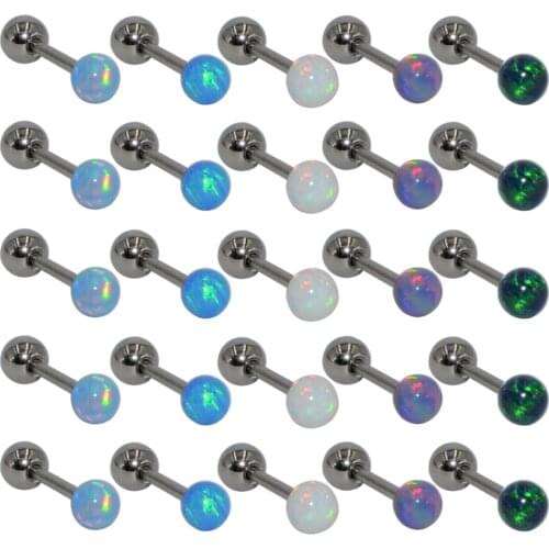 1 Piece Stainless With Opal Stone Gem Ball Ear Stud Ear Tragus Cartilage Helix Earring Body Piercing Jewelry