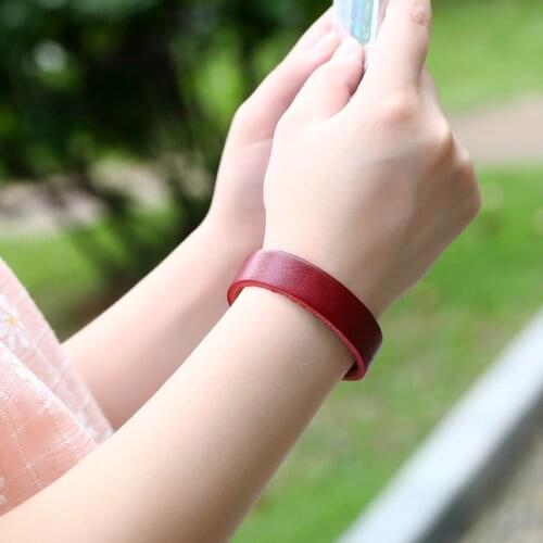 2019 Punk Red Orange Real Genuine Cow Leather With Rivets Charm Macrame Couple Lovers Wide Big Bracelet Bangle Men Women Jewelry