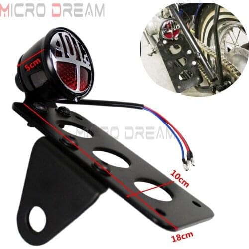 Old School Motorcycle Lucas Brake Taillight 12v Side Mount Bracket License Plate Holder Tail Lamp Universal For Harley Bobber