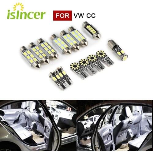 For VW Passat CC 2009-2014 12v LED Bulb Car Interior Reading Lamps Vanity Mirror Glove Box Trunk door Lights Set