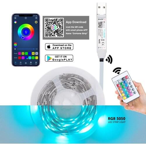 0.5M-5M LED Strip Light USB Bluetooth APP Colorful Waterproof 5050RGB TV Background Light For Room Decor Christmas Decoration