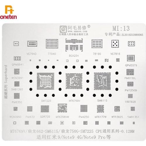 Amaoe BGA Reballing Stencil MI13 For Redmi Note9Pro Series Qualcomm Snapdragon 750G SM7225 CPU Steel Mesh