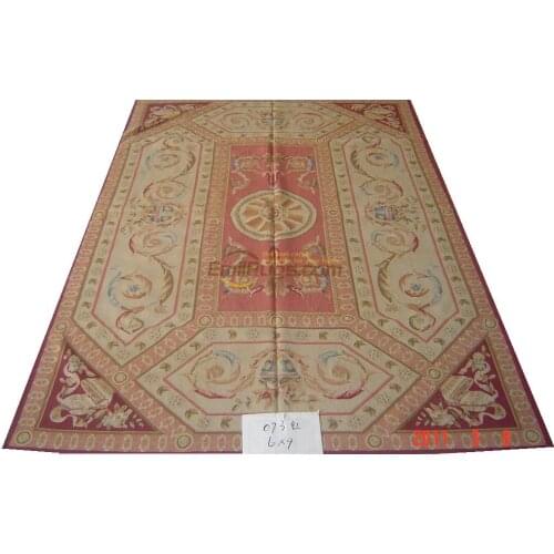 Handmade Carpet Vintage Carpets For Living Room Square Rug Aubusson Carpet Natural Sheep Wool
