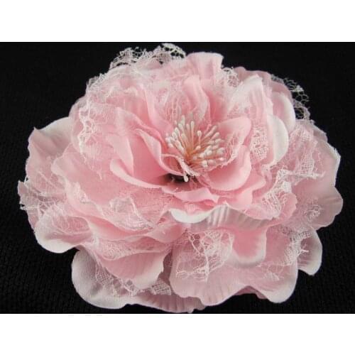 Free shipping!12pcs/lot 3colors for your pick 5'' peony flower cloth flower brooch pin hair clip women fabric flower
