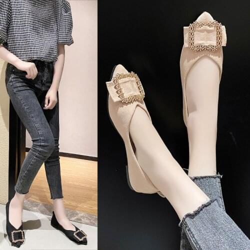 Zapatos De Mujer Cheap Womens Flat Shallow Shoes Korean Spring Autumn Pointed Toe Casual Fashion Designer Shoes Plus Size 35 -43