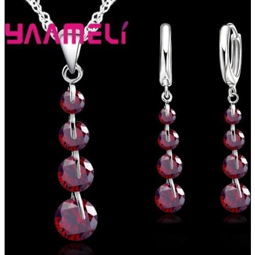 Fashion 925 Sterling Silver Bridal Jewelry Set For Women Tassel Cubic Zircon Pendant Necklace Earrings Sets Wedding Gift