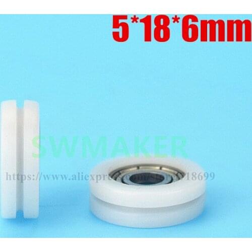 1pcs 5*18*6mm embedded 695ZZ bearings, nylon POM, grooves U wheels with / O rubber ring