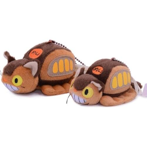 10-12cm 10pcs/lot Totoro Bus Plush Toy Keychains Stuffed Animals Totoro Car Bag Key Ring Pull The Rope To Vibrate Doll kid Gifts