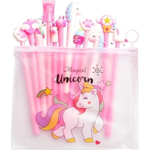 10Pcs/Set Gel Pen Unicorn Pen Stationery, 0.5mm black School Supplies Gel Ink Pen ,Office supplies Stationery Pen Kids Gifts