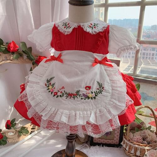 2pcs Customized Maid Girls Baby Princess Dress Vitange Girls Birthday Dress Flower Girl Dress Toddler Girl Christmas Outfits