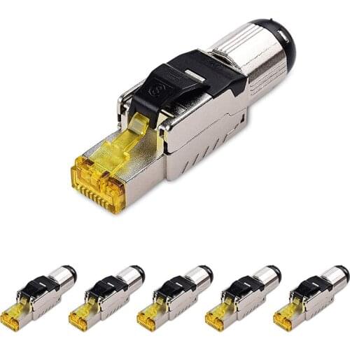 6-Pack Tool Free Shielded RJ45 Cat 8, Cat8 Field Termination Plug, Cat8 Connector, Cat8 Plug