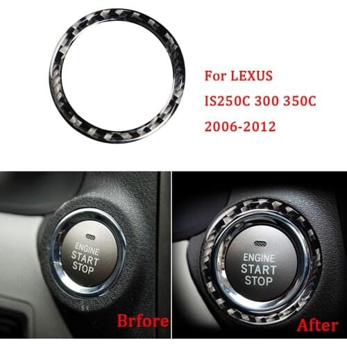 For LEXUS IS250C 300 350C Accessories Car Engine Start Stop Ignition Key Ring Stickers Carbon Fiber circle Trim 2006-2012styling