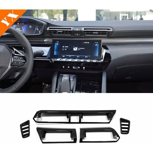 For Peugeot 508 Allure SW GT 2018-2021 Accessories Matte/Carbon Car front dashboard air condition outlet AC decor sticker Cover
