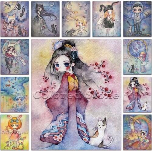 New Diamond painting Cartoon cute girl doll princess 5D DIY Full Square Drill embroidery Cross stitch Round mosaic Drawing 101