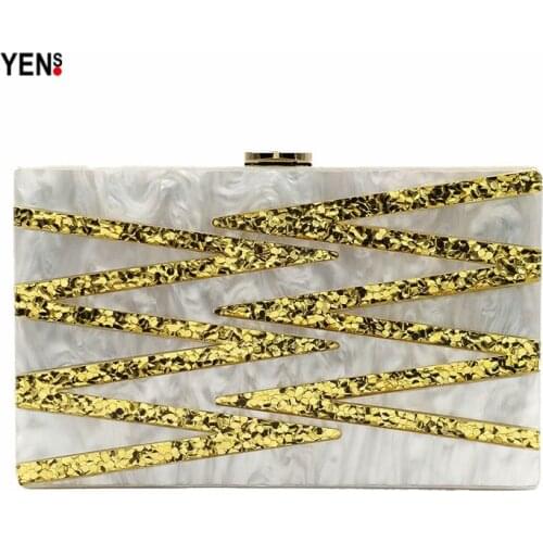 Brand Fashion Designer Women New Wallet Messenger Bag Elegant Cross Gold Striped Evening Party Prom Clutch Women Small Handbags