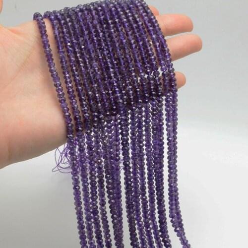 2 strands Natural Amethyst Faceted Rondelle Beads 3x2mm / 4x2mm