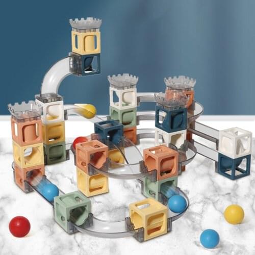 Baby Magnetic Assembly Building Block Magnet Maze cube Race Run Ball Track Funnel Slide Brick Education DIY kids puzzle Toy Gift