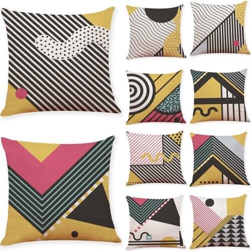 Home Decor Pillow Cases Cushion Cover Yellow Geometric Style Throw Pillowcase housse de coussin For Car Sofa Bedding Chair