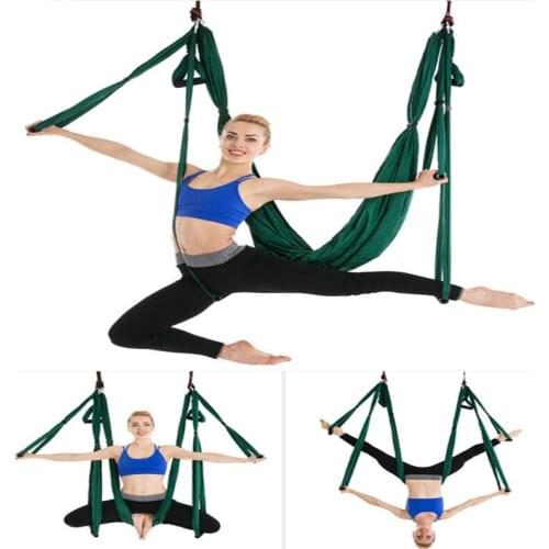 Yoga Hammock Anti Gravity 6 Handle Strong Load Bearing With 1m Chrysanthemum Rope Pilate Exercises Home GYM Hanging Belt Fitness