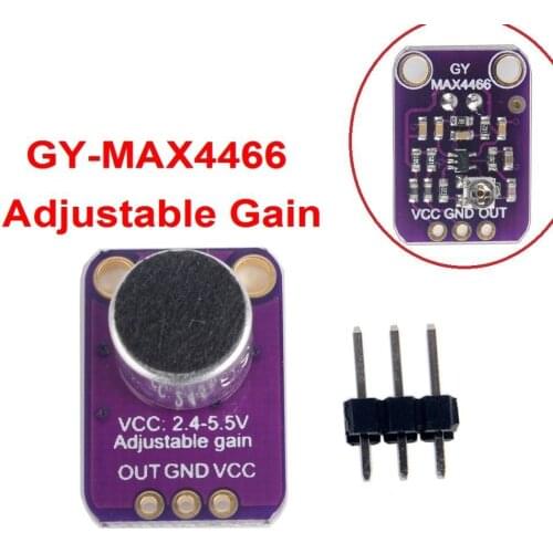 GY-MAX4466 MAX4466 Electret Microphone Amplifier Module Adjustable Gain OUT GND Amplifier Board 2.4-5V DC For Arduino