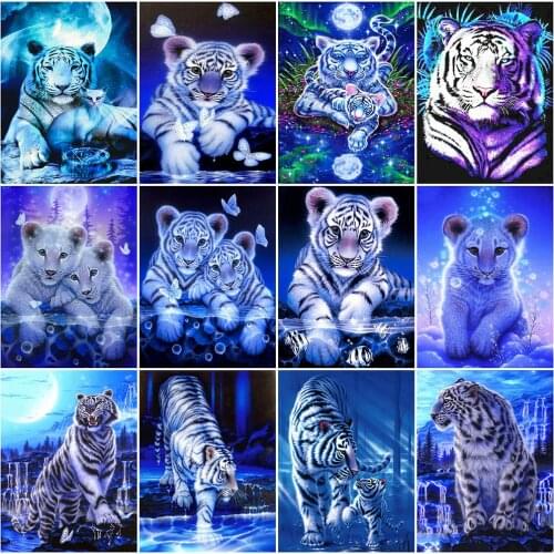 HUACAN Full Drill Diamond Painting 5D Tiger Animal DIY Diamond Art Embroidery Cross Stitch Mosaic Home Decor Sale