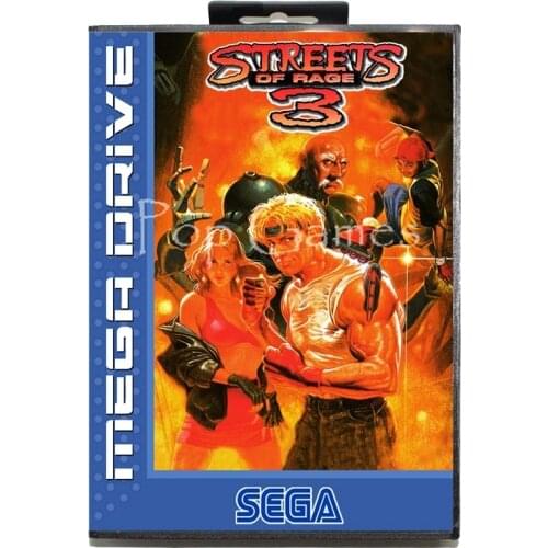 Streets of Rage 3 with Box for 16 bit Sega MD Game Card for Mega Drive for Genesis Video Console