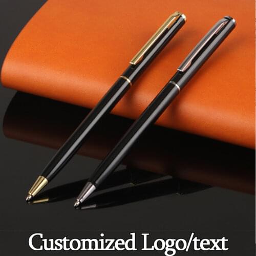 1.0mm Exquisite Brief Metal Ballpoint Pen Rotating Pocket-size Pen Portable Ball Point Pen Small Oil Pen Customized Logo gift