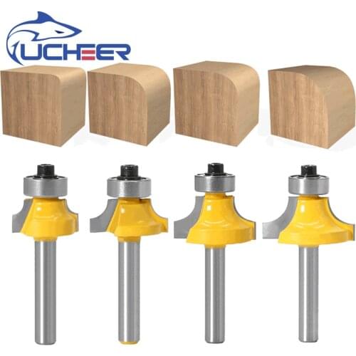 UCHEER 1pc/set 1/4" shank Corner Round Over Router Bit with BearingMilling Cutter for Wood Woodwork Tungsten Carbide Milling Cut