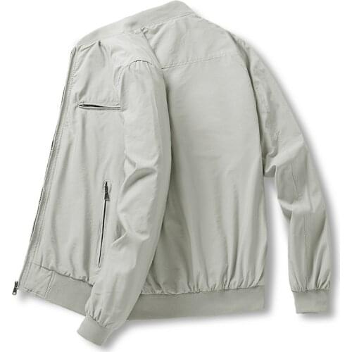 Spring autumn new men jacket casual middle-aged Outerwear zipper pocket Long Sleeve Coats windproof Plus Size solid Clothing