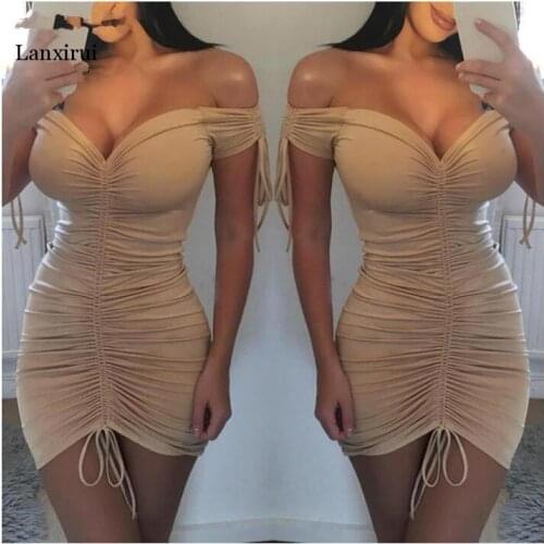 Summer Women Bodycon Pencil Dress Ladies Clubwear Mini Dress Women Summer Sexy Polyester V-neck Dresses