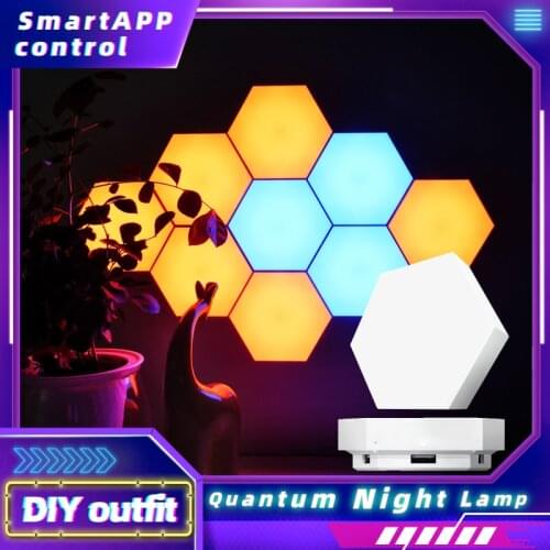 App control hexagonal modular honeycomb lamp DIY smart phone WIFI music induction quantum night light wall lamp