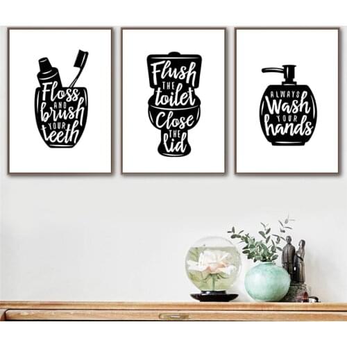 Toothbrush Toilet Quotes Funny Bathroom Wall Art Canvas Painting Nordic Posters And Prints Wall Pictures For Bathroom