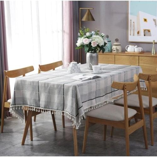 Nordic Jacquard Geometric Plaid Tassel Tablecloth Party Wedding Dining Table Cloth Home Decoration