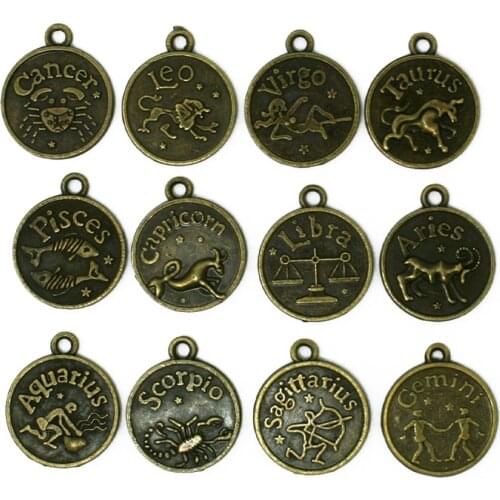 Latest Designed 18*20mm 12pcs/lot Ancient Bronze Zodiac mixed model Pendant retro fashion Pendants BJI195-77