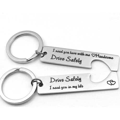 The Couple Drove Him Safely with The Key Ring and She Drove Safely. I Need You By My Side. Key Ring Gift for Husband and Husband