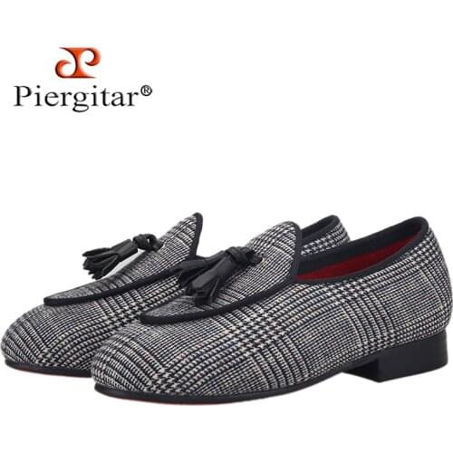 Piergitar 2021 new handmade children tassel shoes red colors shoes outsole kids loafers parental shoe same men loafers design