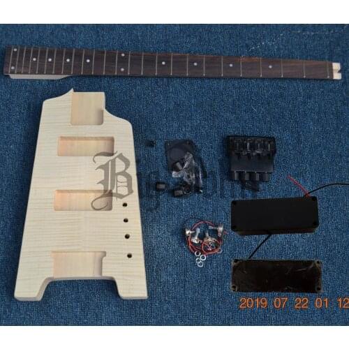 Semi Finished Headless Electric Bass Guitar,No Paint Mahogany Body&Rosewood Fingerboard With All Hardware BJ-209