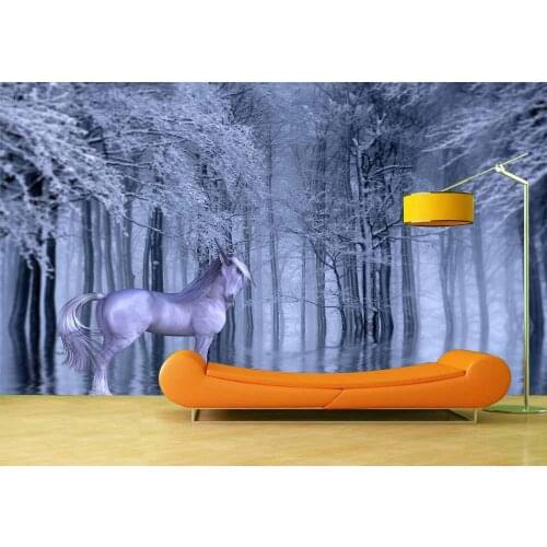 Custom 3D Photo Wallpaper Fantasy Unicorn Background Mural Living Room Bedroom Vinyl Mural Waterproof Wallpaper Home Decor