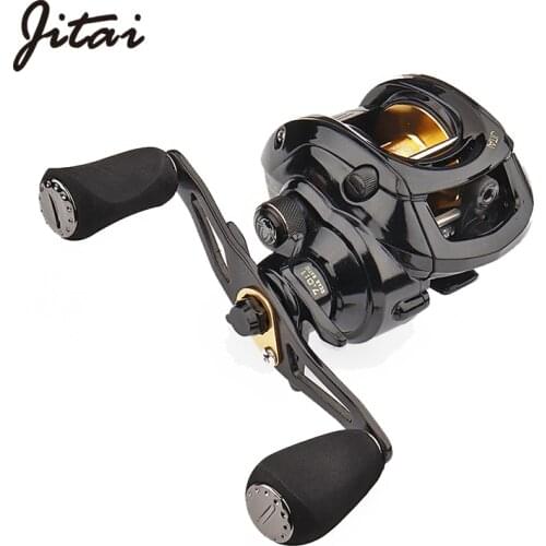 JITAI Baitcasting Fishing Reel Double Brake System 7.0:1 Gear Ratio 10Kg Carbon Fibe Drag Fishing Reel Fishing Wheel