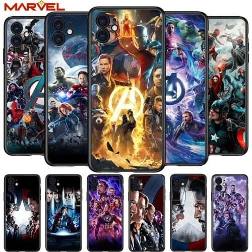 Marvel Avengers hero for Apple iPhone 12 Pro Max Mini 11 Pro XS Max X XR 6S 6 7 8 Plus 5S SE2020 Soft Black Phone Case